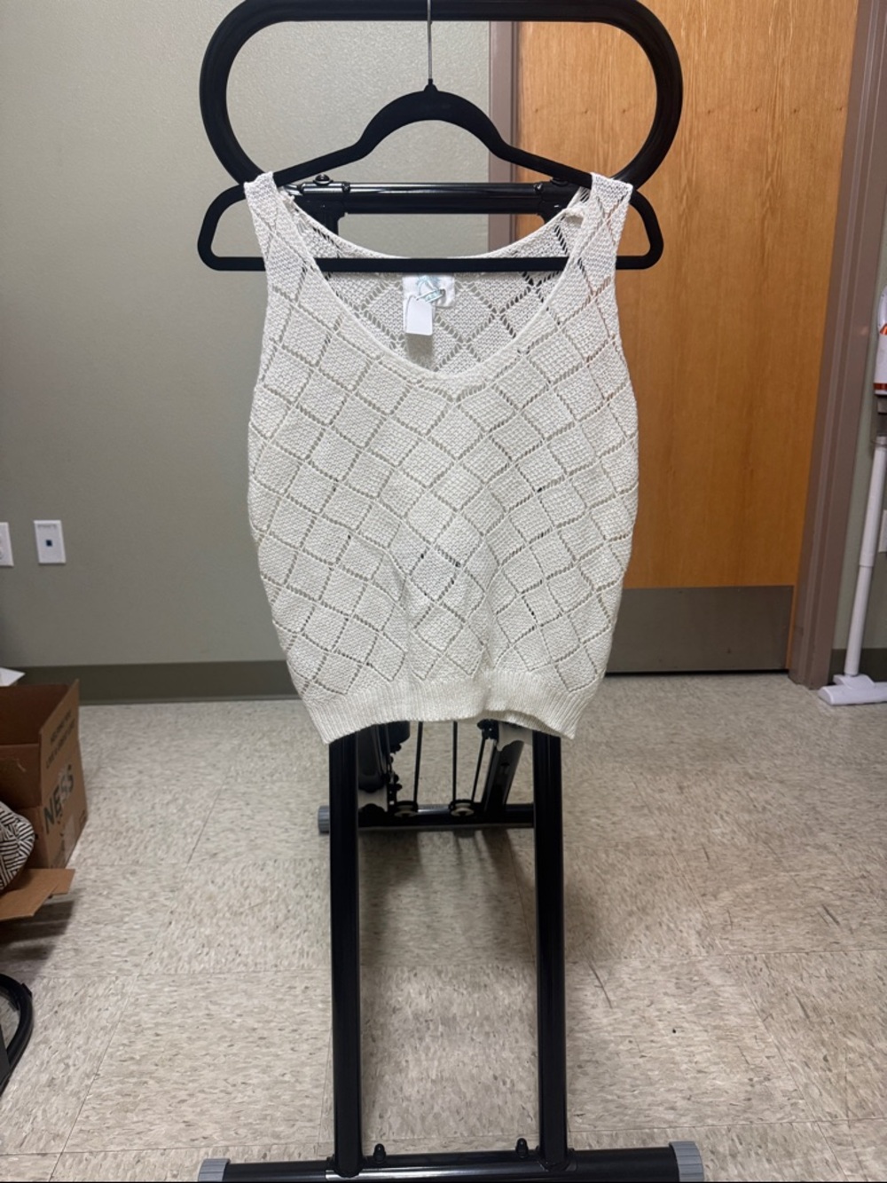 White Crochet Knit Tank Top